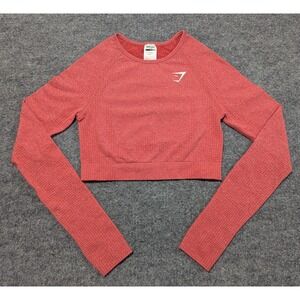Gymshark Vital Seamless 2.0 Crop Top Long Sleeve Women's Size Small Coral Red